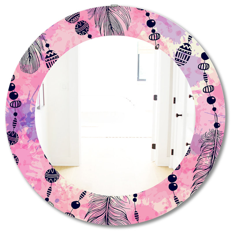 Miroir d'appoint éclectique Feathers, H 31,5 po x l po