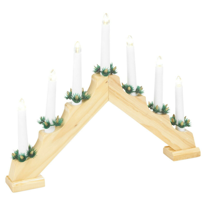Wood Tabletop Candlestick with Candle Included, Wood