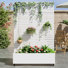 Jardinière en métal Eulau à roulettes, blanche, 183 cm (H) x 119 cm (L) x 41 cm (P),