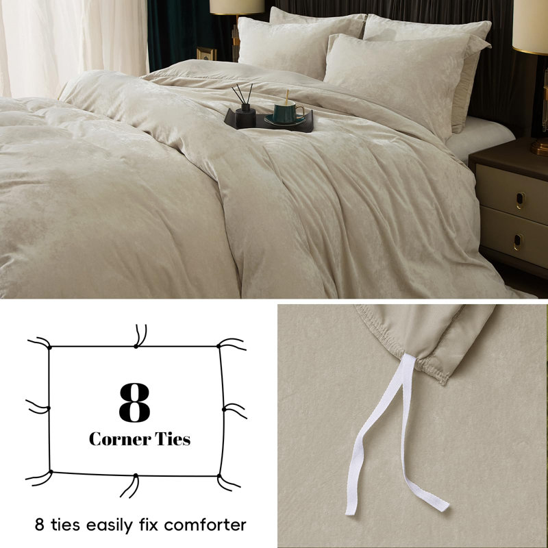 PHF Truly Velvet Duvet Cover Set, 3pcs Ultra Soft Breathable Comforter Cover Set, Luxury Cozy Flannel Duvet Cover with Pillow Shams Bedding Collection