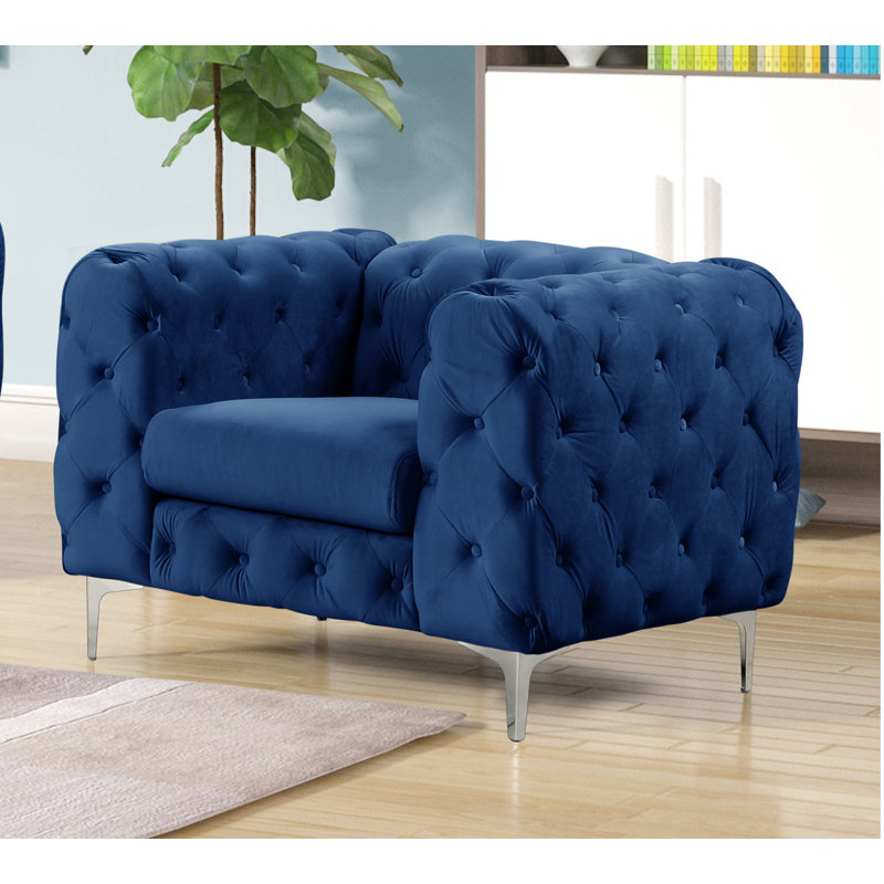 Graford Velvet Armchair, Blue