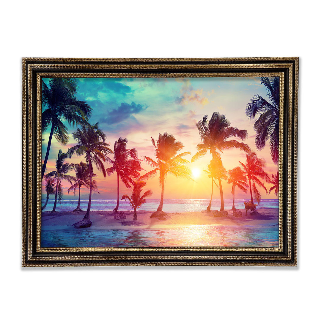 Gerahmtes Leinwandbild Hawaii Sunset Sea