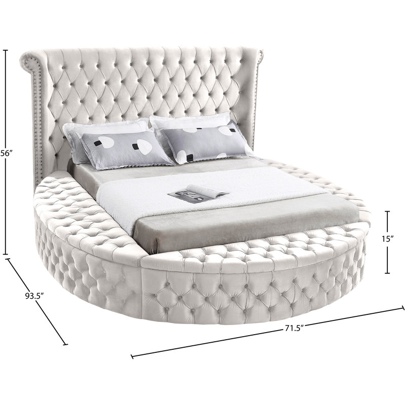 Dorgan Upholstered Wingback Bed, Twin, Cream Velvet