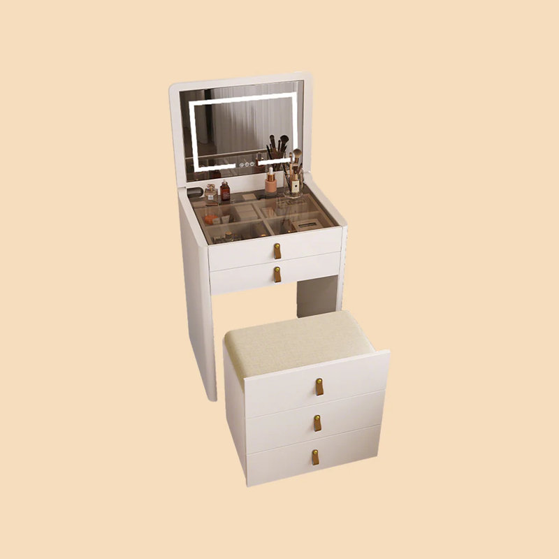 Tabouret roulant avec tiroirs de rangement fonctionnels pour meuble-lavabo avec rangement fonctionnel - Arrtle Furniture