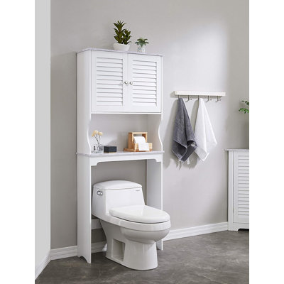Armoire blanche pour salle de bain avec rangement au-dessus de la toilette