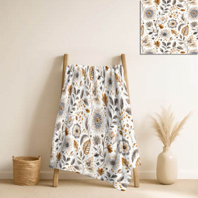 Couverture à motif cachemire brun rustique neutre