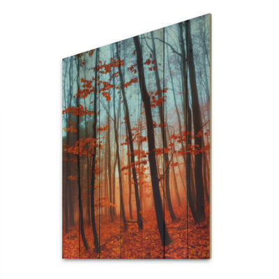 Fantaisie colorée forêt d'automne - décoration murale traditionnelle en bois