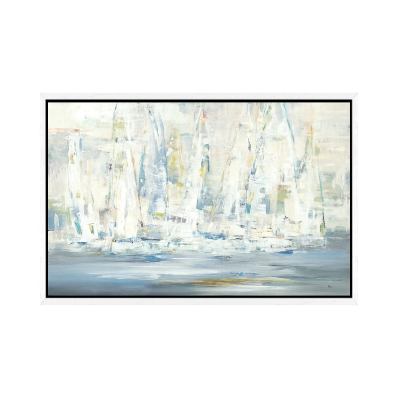 Regatta Time by Lisa Ridgers - Painting on Canvas, 45.72cm H x 66.04cm W x 3.81cm D, White Framed
