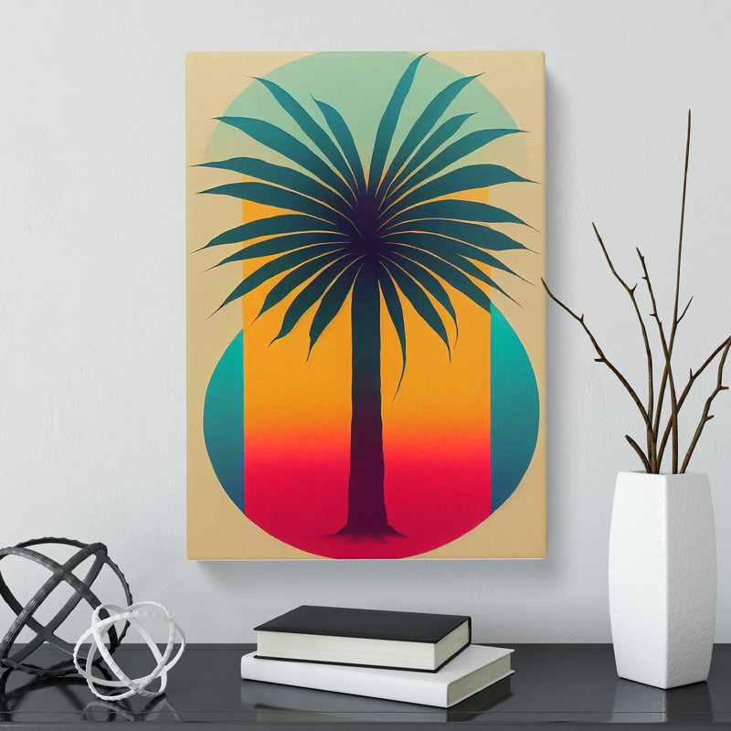 Palm Tree Retro - Wrapped Canvas, 50cm H x 35cm W x 3cm D