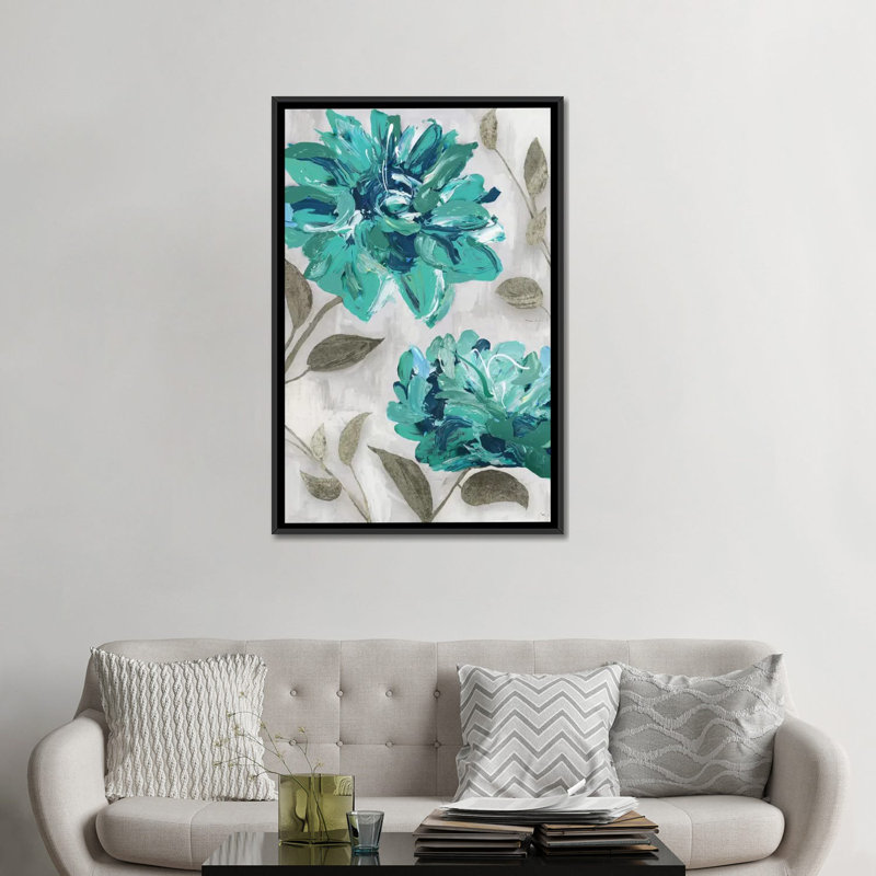 « fleuris i », impression sur toile, H 26 po x l 18 po x P 1,5 po, Toile avec cadre noir, Pas de tapis