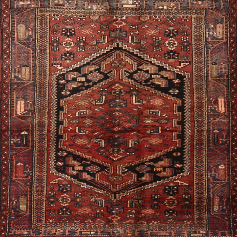 Tapis traditionnel rouge / noir igbunu, Rond 3 pi