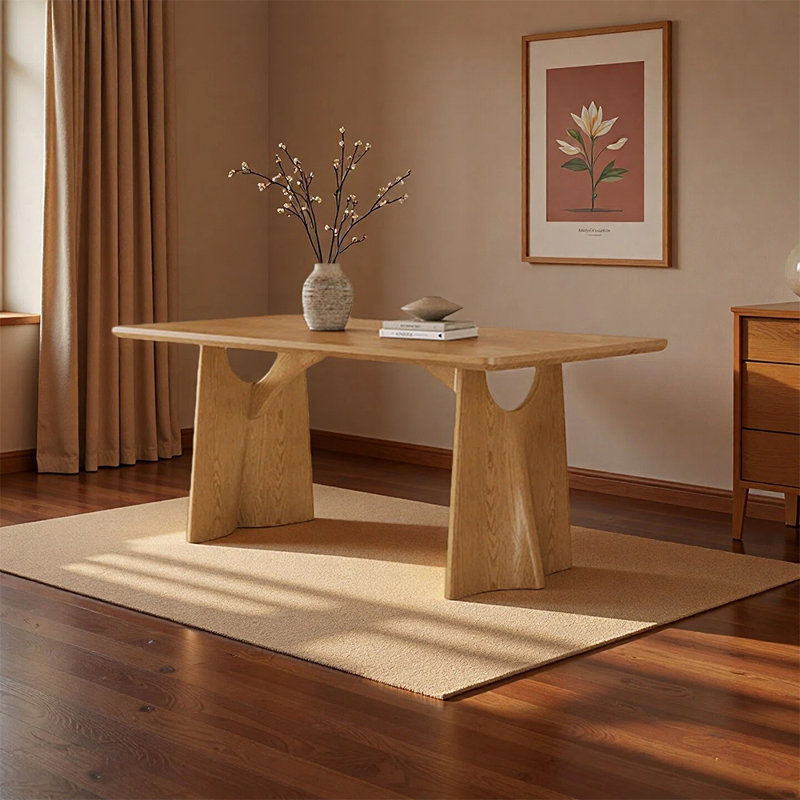 Bundella Modern rectangular desktop durable dining table, 29.52"H x 62.99"L x 31.49"W