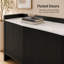70" Modern Fluted Sideboard Cabinet with Faux Marble Top, Black Buffet Cabinet with Storage, 4 Door Credenza Console Table for Dining Room, Living Room, Entryway, Hallway