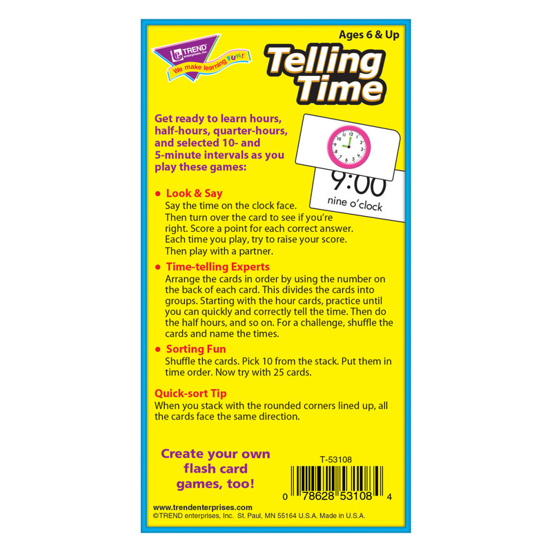 Telling Time Flash Cards