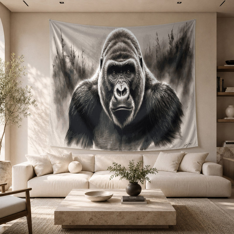 Tapisserie murale «Wildlife Mountain Gorilla», 68 po x 80 po