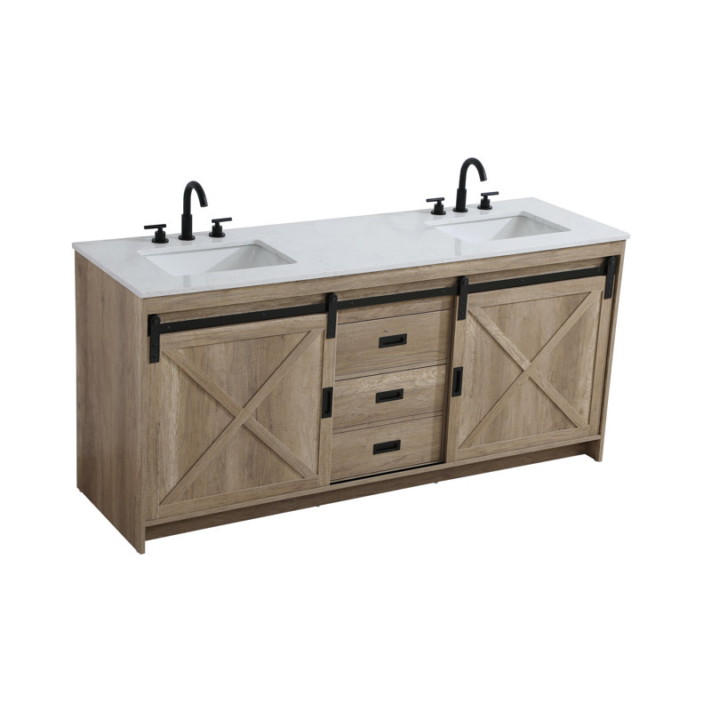 Boden 72 inch Double Bathroom Vanity, Natural Oak