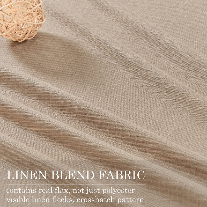 Dennan 100% Blackout Thermal Insulated Linen Drapes with Back Tab & Hooks, Linen, 52" W x 96" L