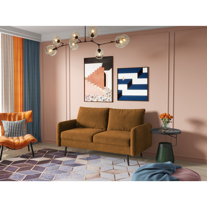 Elle-Jade Velvet Loveseat, Ginger Velvet, 33" H x 58" W x 30" D