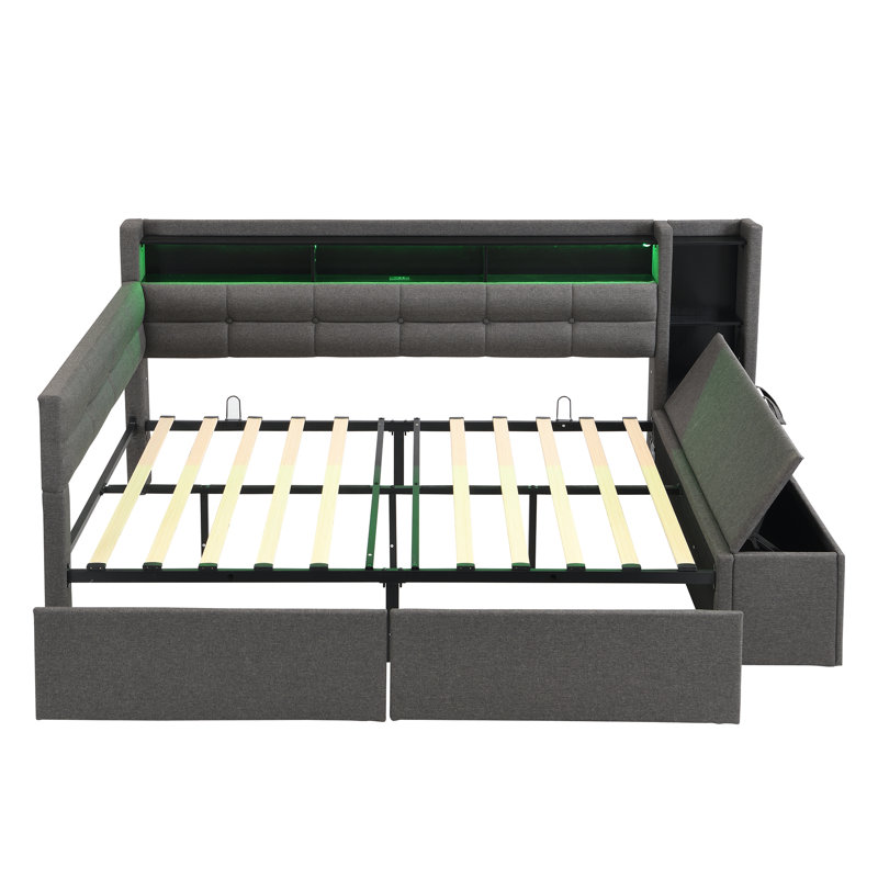 Smart Upholstered Storage Daybeds Upholstered Linen Daybed, Grey