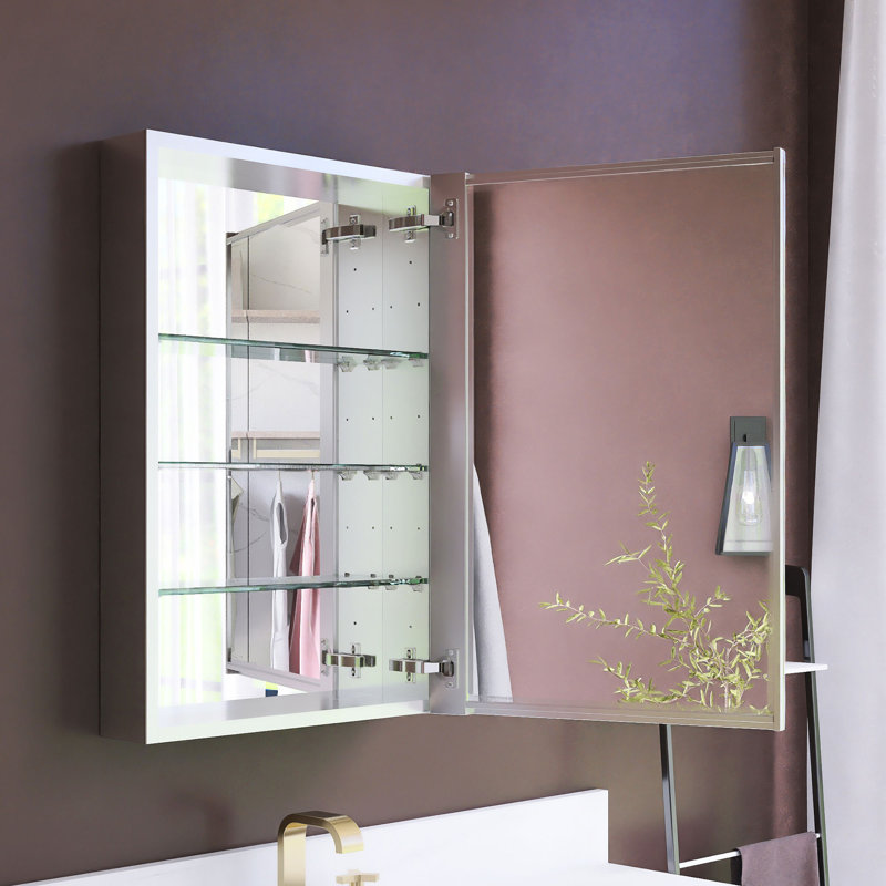 Pharmacie rectangulaire en aluminium avec miroir, H 30 po x l 20 po x P 4,8 po