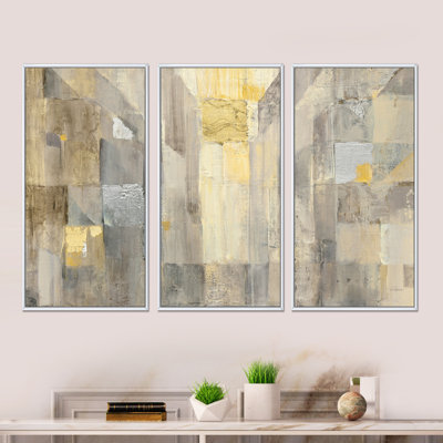«Gold Square Watercolor», ensemble d'art mural sur toile encadré moderne et contemporain