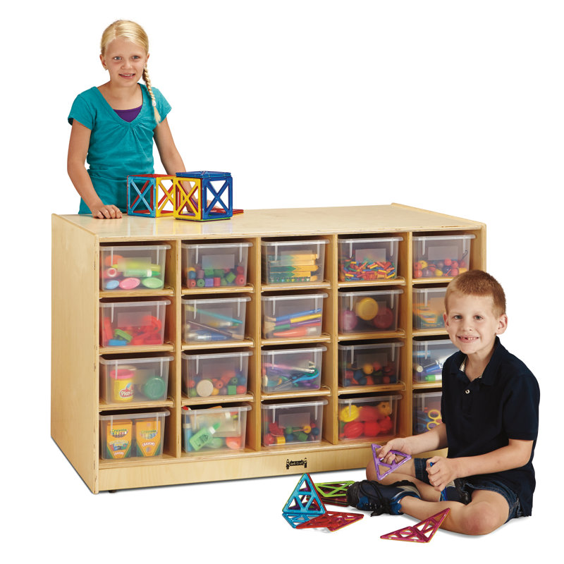 Jonti-Craft® Double Sided 20 Compartment Cubby, With Clear Bin