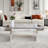 Luxury Rectangular Mirror Coffee Table With Fluted Tempered Glass And Rounded Edges