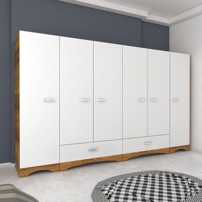 Nebras 6 Door Solid + Manufactured Wood Wardrobe