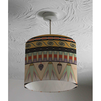 Egyptian Pattern 22cm H Cotton Drum Pendant Shade ( Uno )