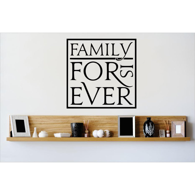 Décalcomanie murale "family is forever", H 20 po x l 20 po x P 0,16 po, Noir