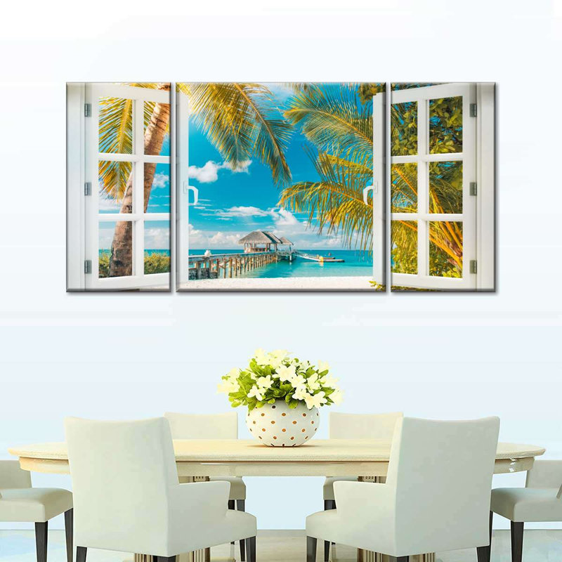 Fausse fenêtre scène 3 pièces, H 18 po x l 39 po x P 1,25 po