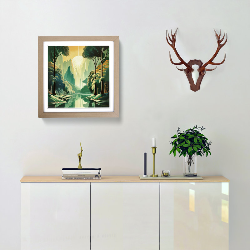Landscape Deco No.10 - Framed Print, Oak