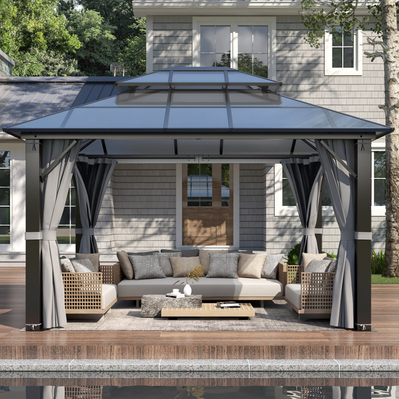 Pavillon de jardin en polycarbonate à double toit l 10 pi x P 12 pi, L 10 pi x P 12 pi