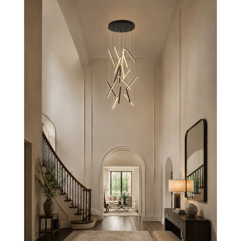 Lustre moderne à DEL 18 lumières Modern, Noir satiné