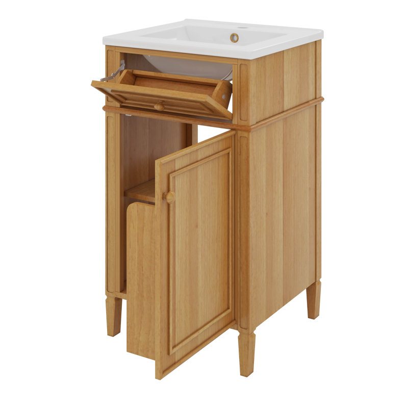 Meuble-lavabo de 20 po avec lavabo, tiroir inclinable, tablette réglable et support de rangement