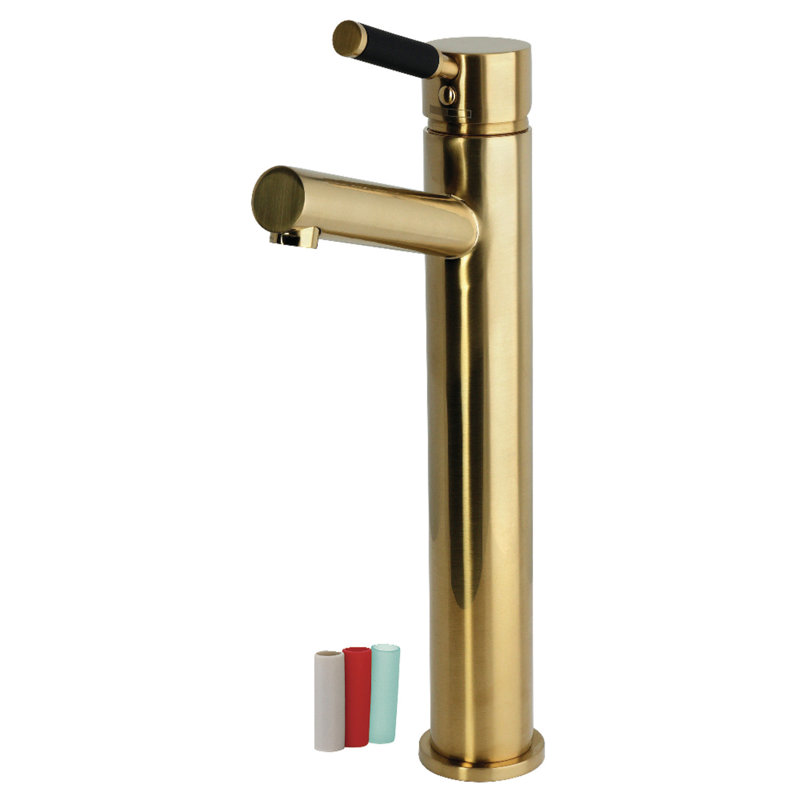 Kingston Brass Kaiser Single-Handle 1-Hole Deck Mount Vessel Faucet, Brushed Brass