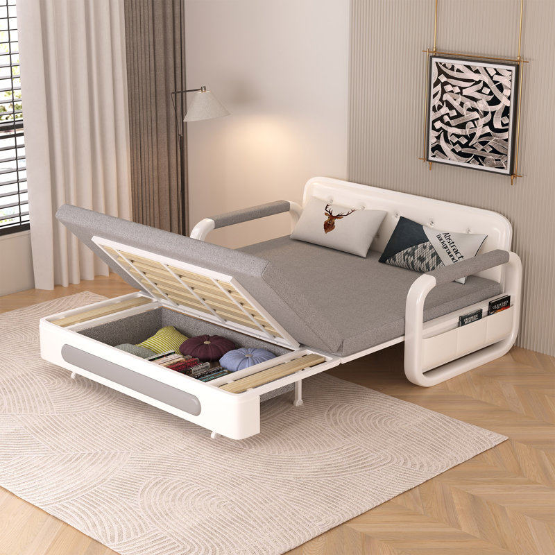 3-in-1 Folding Sofa Bed with Storage, Multi-Functional Sleeper Chair, Sturdy Metal Frame, High Weight Capacity, Space-Saving, Suitable for Living Room, Bedroom, Balcony and Apartment