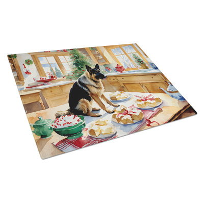 German Shepherd Christmas Cookies Glass Cutting Board