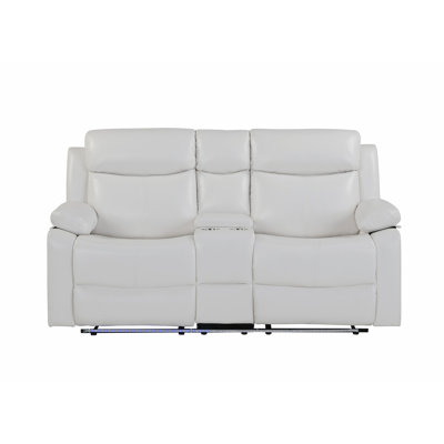 Blanc inclinable avec lumières à DEL et haut-parleurs intégrés, fonction d'inclinaison manuelle, console, accoudoirs coussinés, design contemporain, siège mi-ferme, similicuir pour l'éclairage principal, look,