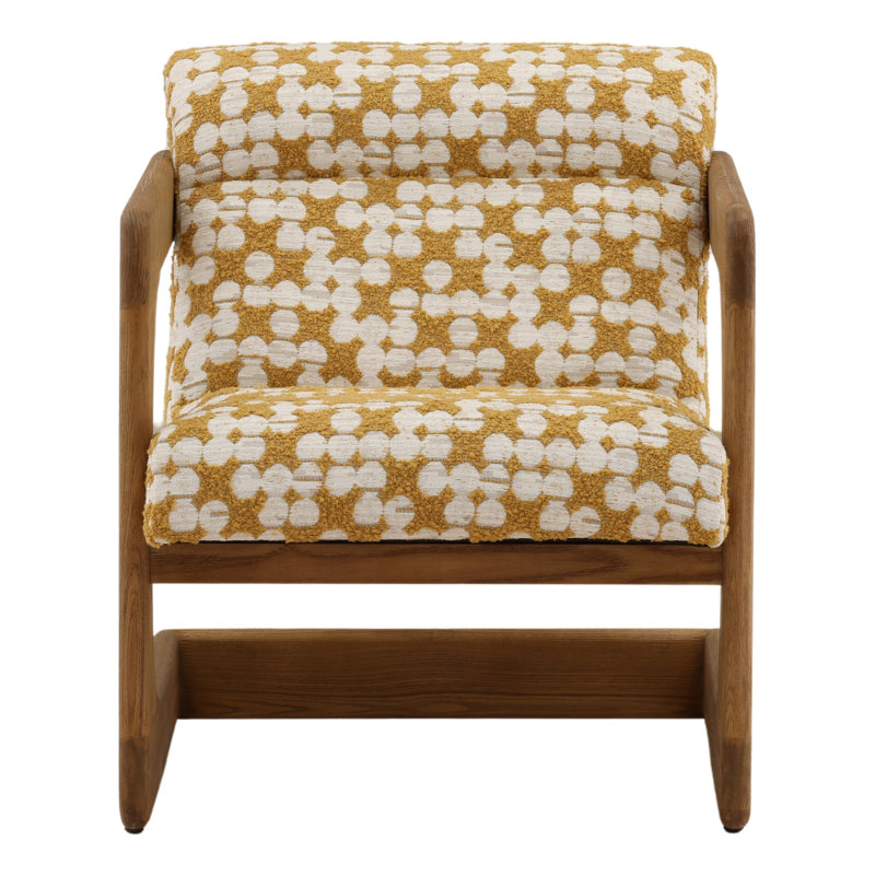 Bridges Polyester and Ash Wood Occasional Chair, Cream, Ochre
