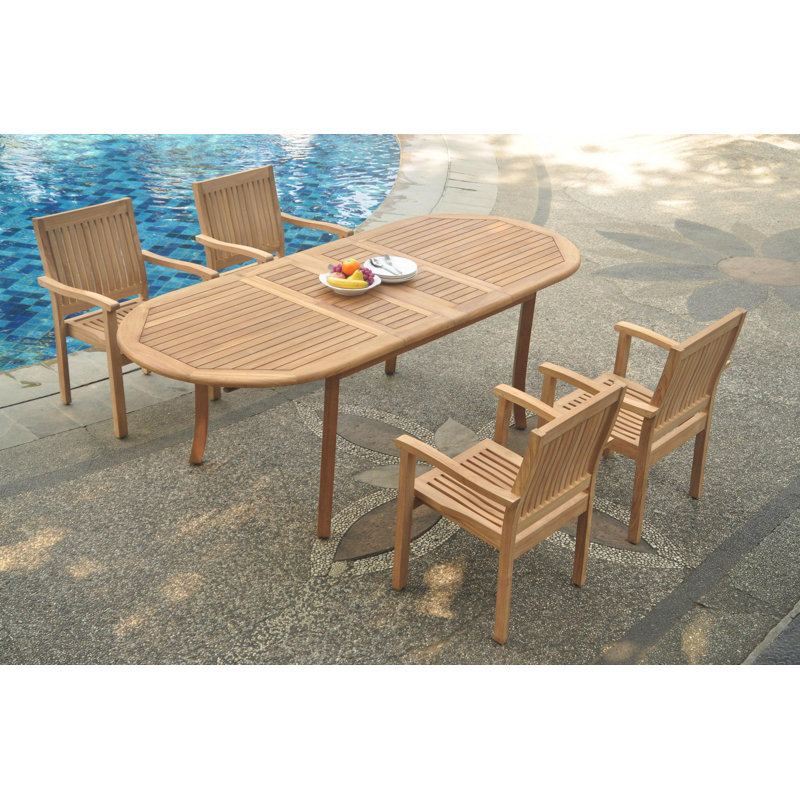 Ensemble de salle à manger 11 pièces teck Marcy, 4, H 30,5 po x L 94 po x l 40 po