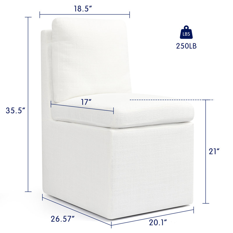 Chaises de salle à manger rembourrées avec roulettes, fauteuil simple moderne avec roues pivotantes pour le salon, livré assemblé (6 pièces, crème)