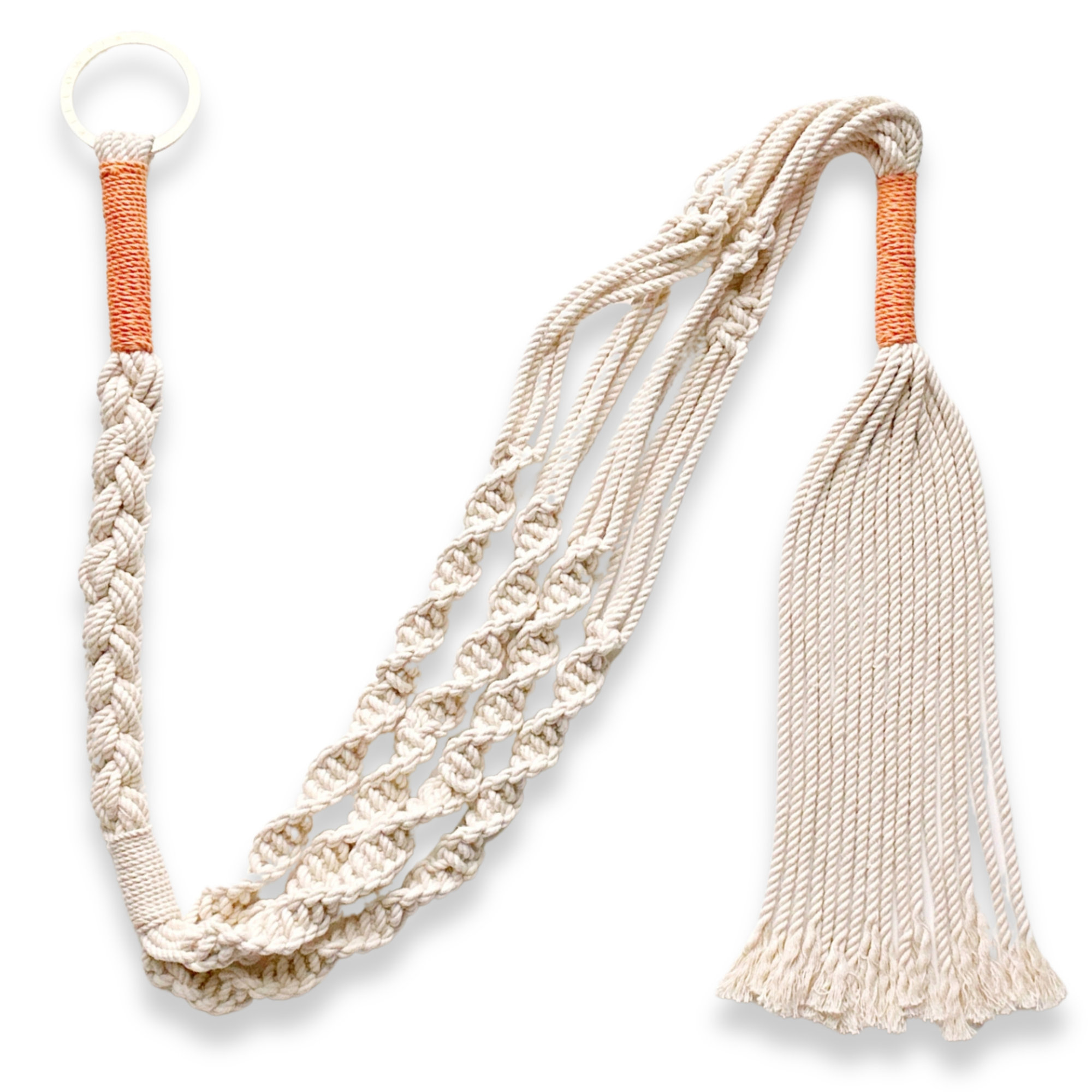 PILLOWPIA Trina 100% Cotton Macrame Plant Hanger with Brass Ring | Fits Up to 10" Pot, Persimmon