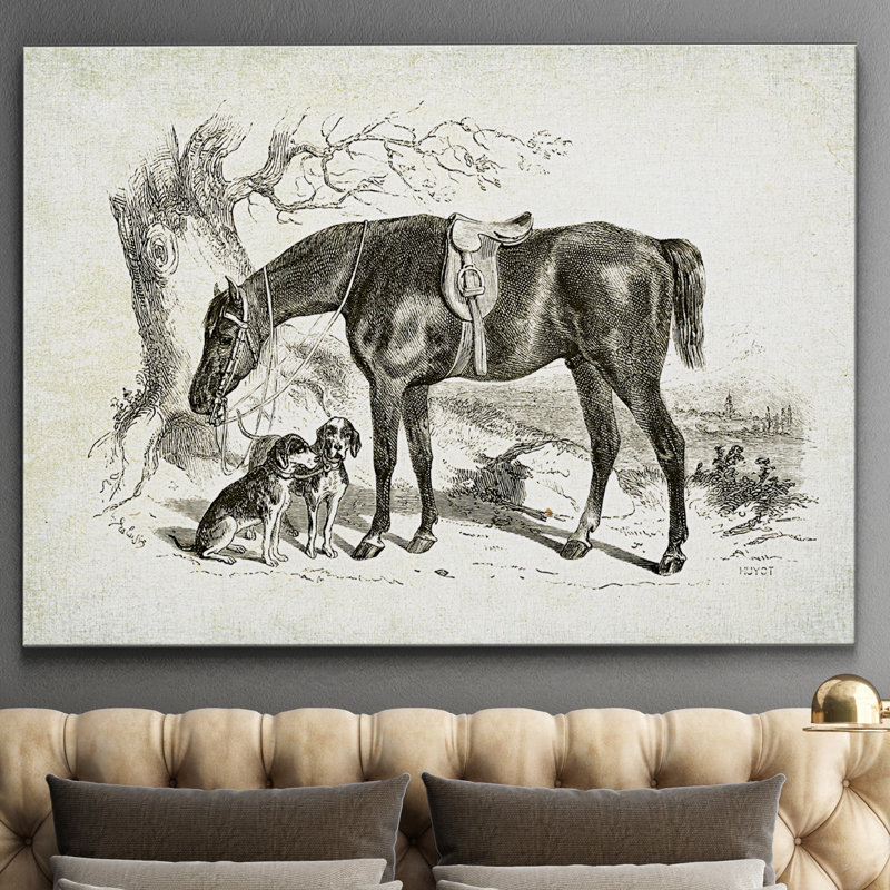 « équin sketch iv », impression, H 18 po x l 27 po x P 1,5 po, Pas de tapis, Toile tendue