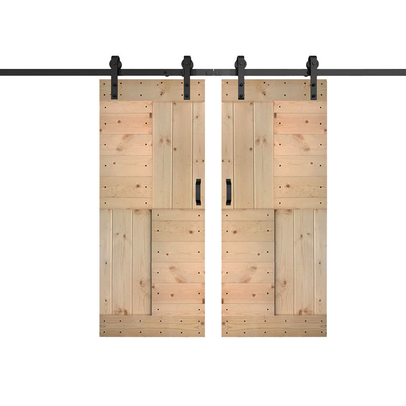 84'' x 84'' Unfinished Solid Spruce Double Sliding Barn Door