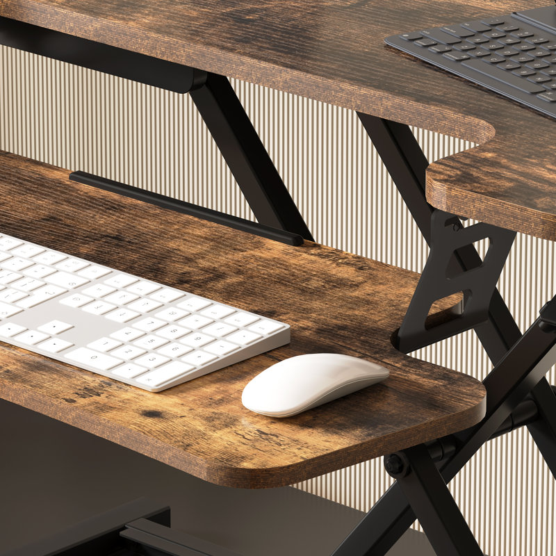 Desk Converter with Removable Keyboard Tray, Special Walnut, 19.7" H x 35" W x 24.1" D