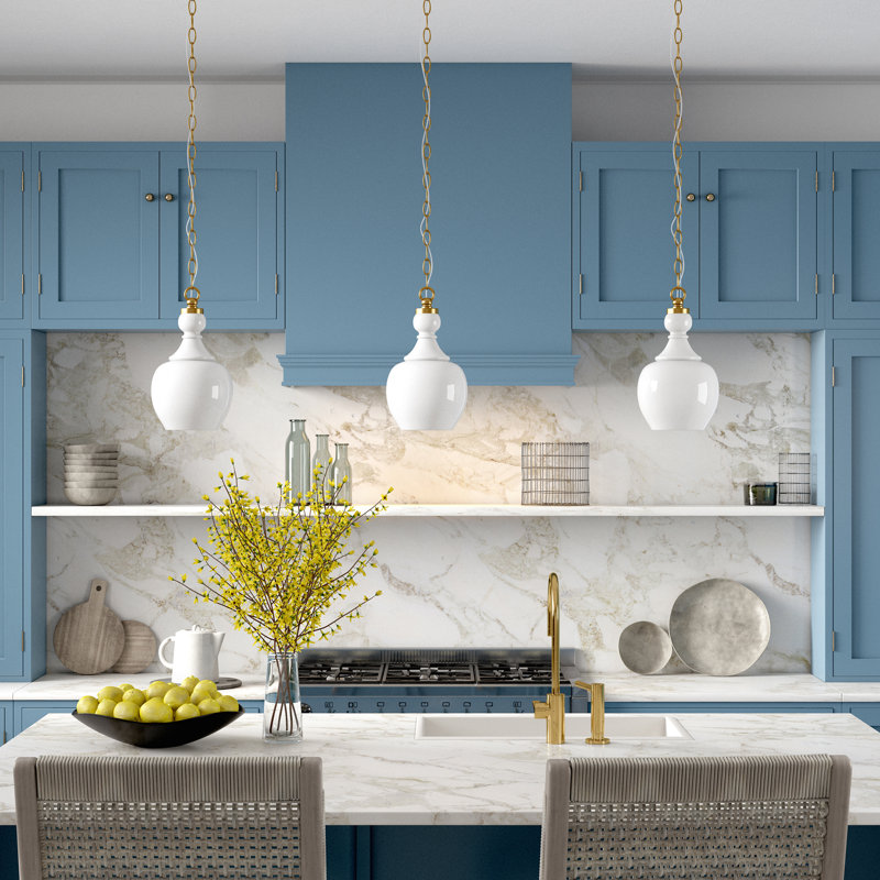 Verona 1 - Light Single Pendant, White, Brushed Brass