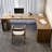 Solid wood L-shaped desk with Bookcase-1629130706-1629130710