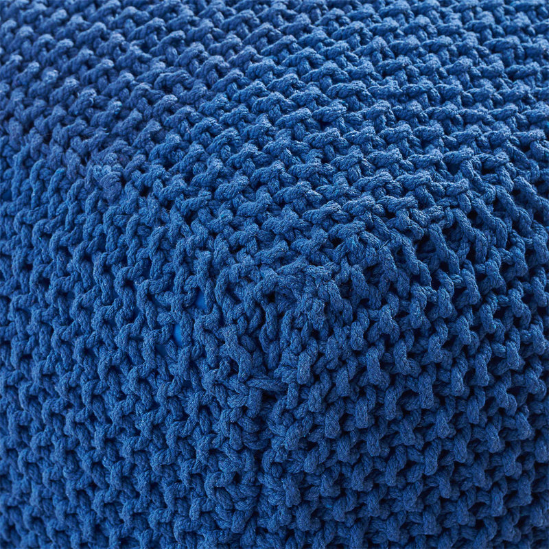 Pouf en coton tricoté Pim 20,5 x 20,5 x 16,5, Coton bleu marine