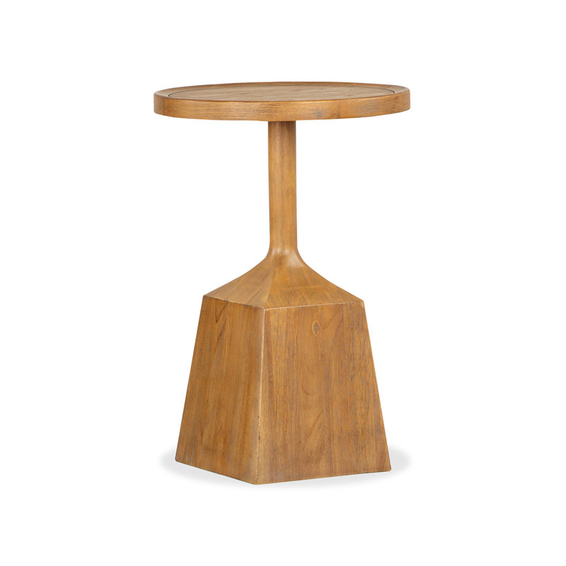 Joonwon Solid Wood Pedestal End Table, Brown